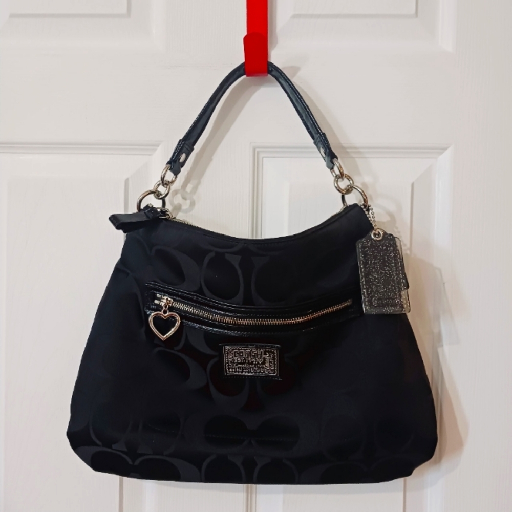 Coach Black and Silver Shoulder Bag